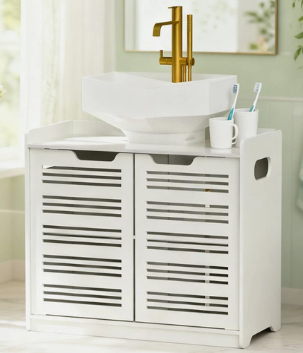 White bathroom vanity - white,